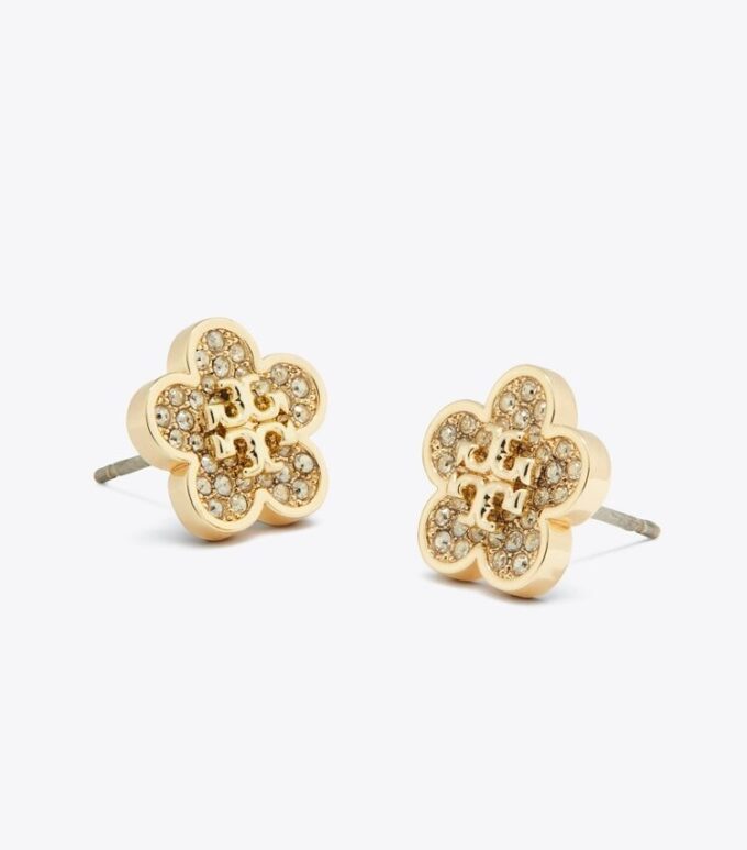 Pendientes de botón con pavé Forget Me Not