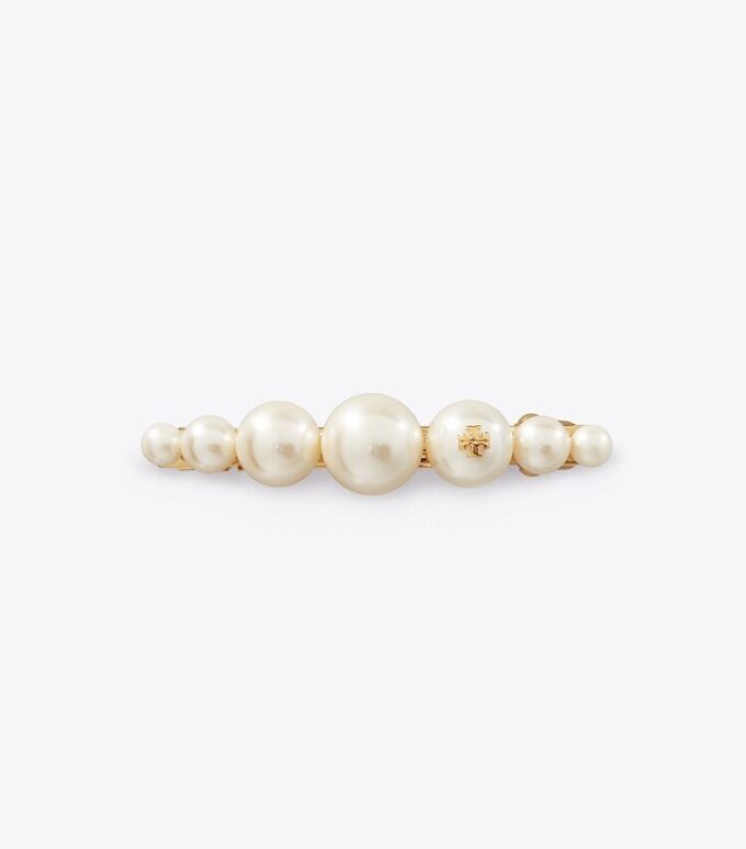 Pinza para el cabello con perlas y logotipo Pinza para el cabello con perlas y logotipo