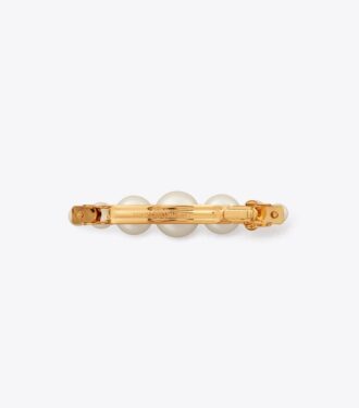 Pinza para el cabello con perlas y logotipo Pinza para el cabello con perlas y logotipo