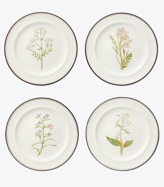 Platos de ensalada con flores lilas, juego de 4