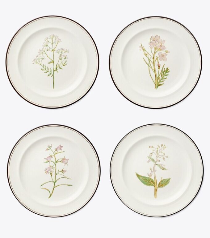 Platos de ensalada con flores lilas, juego de 4 Platos de ensalada con flores lilas, juego de 4