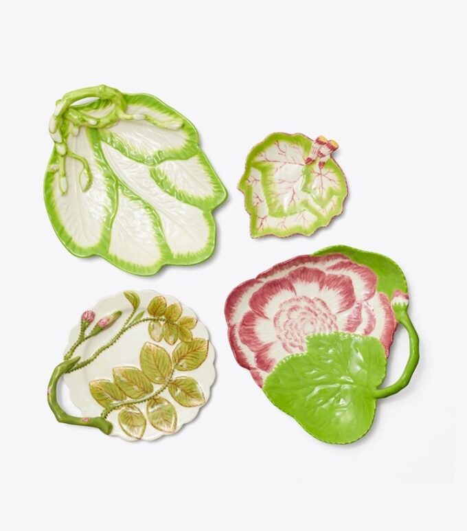 Platos decorativos con hojas, juego de 4