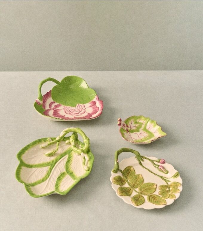 Platos decorativos con hojas, juego de 4