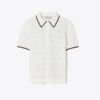 Polo con cremallera y punto calado de algodón con T Monogram Polo con cremallera y punto calado de algodón con T Monogram