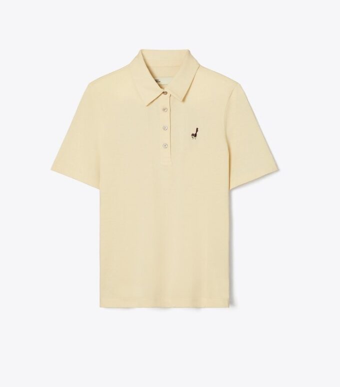 Polo de algodón con bordado de pájaro