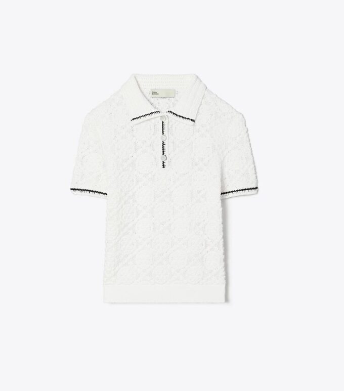 Polo de algodón con logotipo de encaje