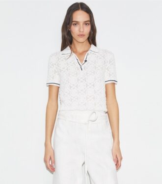Polo de algodón con logotipo de encaje