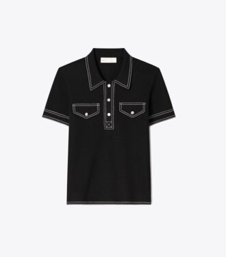 Polo de lana con pespuntes