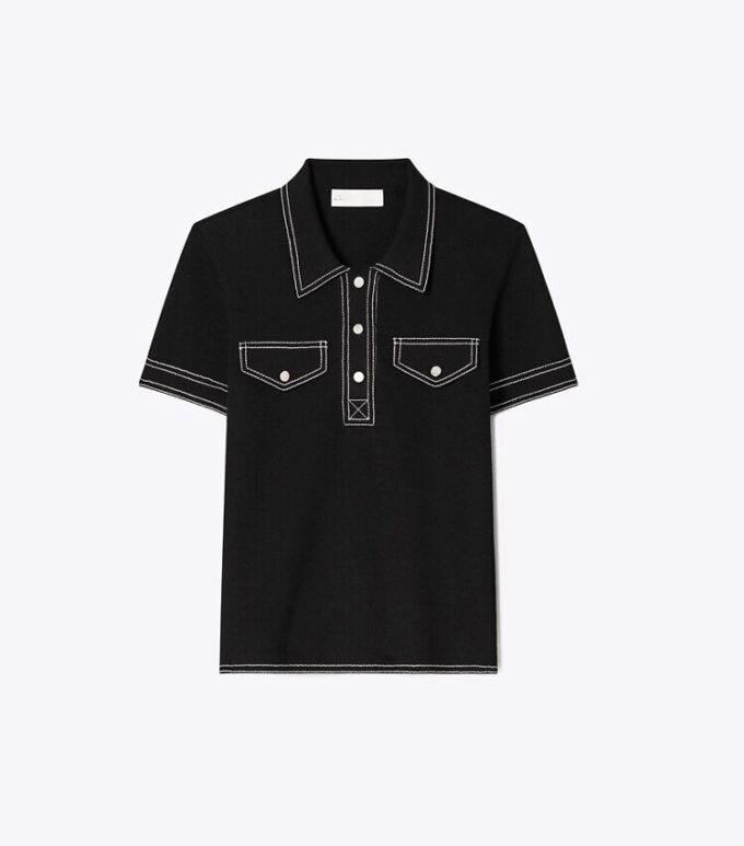 Polo de lana con pespuntes Polo de lana con pespuntes