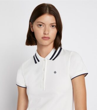 Polo de piqué de alto rendimiento con cuello plisado Polo de piqué de alto rendimiento con cuello plisado