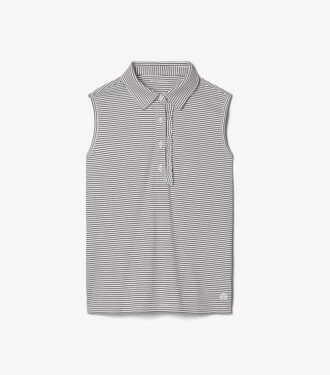 Polo sin mangas a rayas con volantes Performance Polo sin mangas a rayas con volantes Performance