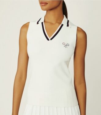 Polo sin mangas de punto acanalado Racquet Polo sin mangas de punto acanalado Racquet