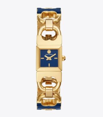 Reloj Double T Link, acero inoxidable dorado/azul marino