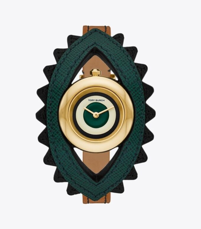 Reloj Evil Eye Bangle, cuero Luggage/verde, 27 mm Reloj Evil Eye Bangle, cuero Luggage/verde, 27 mm