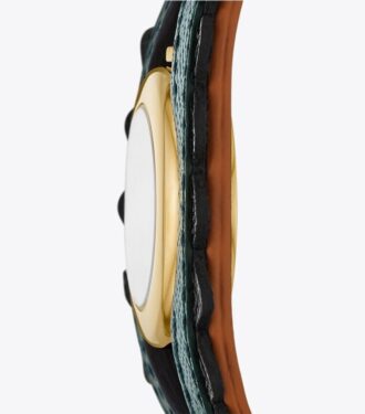 Reloj Evil Eye Bangle, cuero Luggage/verde, 27 mm