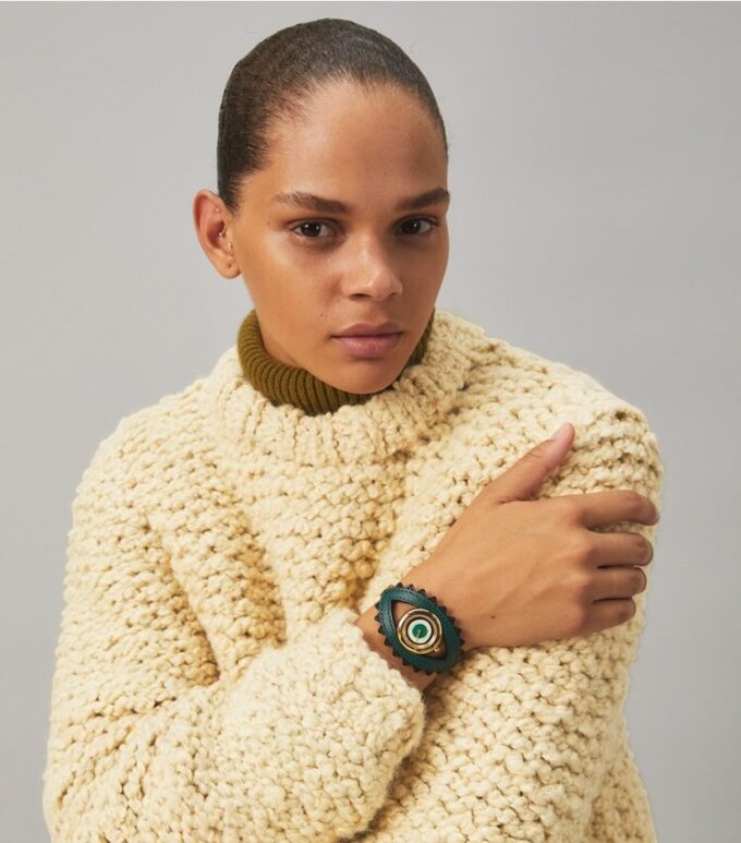 Reloj Evil Eye Bangle, cuero Luggage/verde, 27 mm Reloj Evil Eye Bangle, cuero Luggage/verde, 27 mm