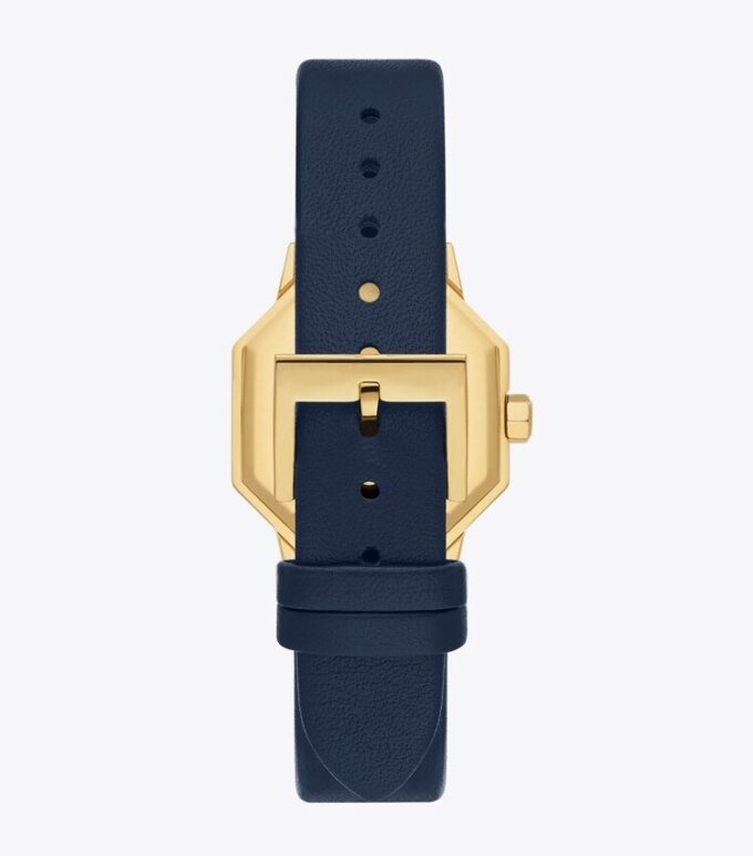 Reloj Sawyer Octagonal, cuero azul marino/acero inoxidable dorado, 28 x 32 mm Reloj Sawyer Octagonal, cuero azul marino/acero inoxidable dorado, 28 x 32 mm