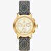 Reloj Tory con T Monogram, azul marino/acero inoxidable dorado, 37 x 37 mm Reloj Tory con T Monogram, azul marino/acero inoxidable dorado, 37 x 37 mm