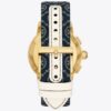 Reloj Tory con T Monogram, cuero/acero inoxidable dorado Reloj Tory con T Monogram, cuero/acero inoxidable dorado