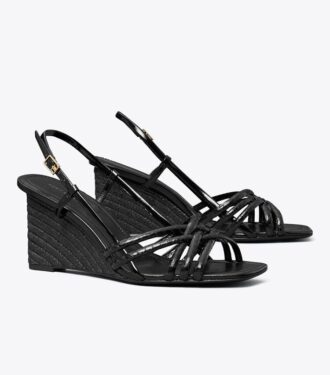 Sandalias de cuña con espardeña y tiras múltiples