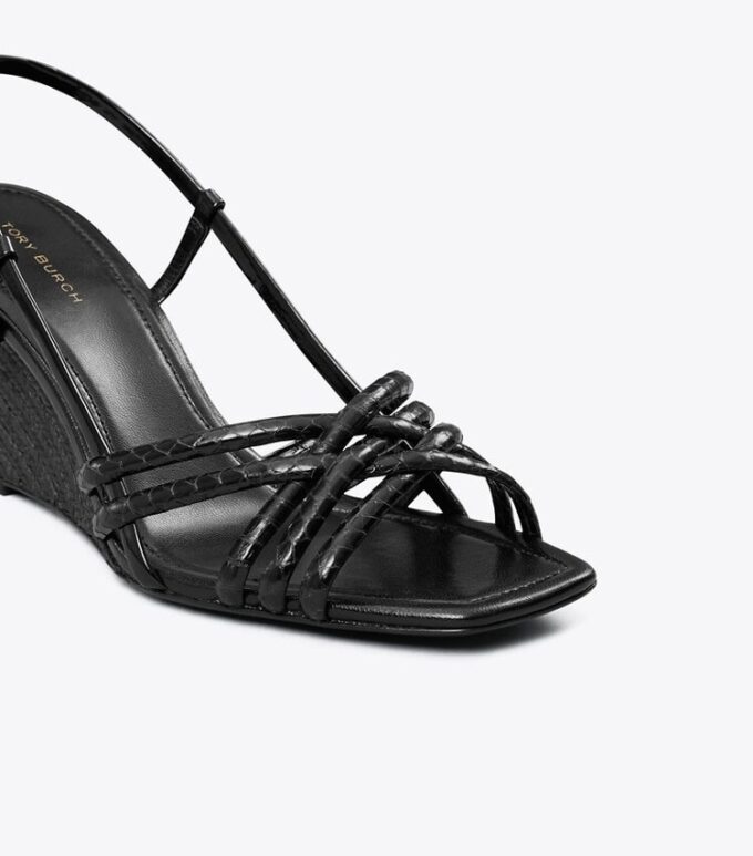 Sandalias de cuña con espardeña y tiras múltiples
