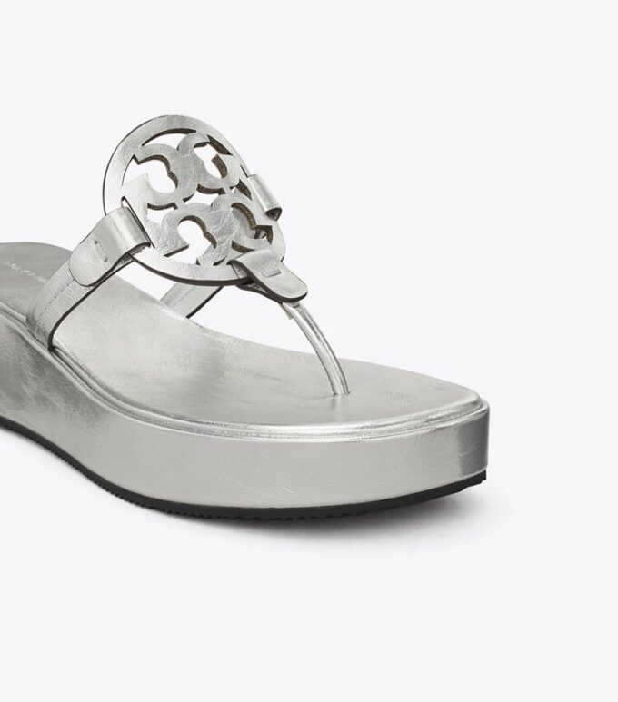 Sandalias de cuña metalizadas arrugadas Miller