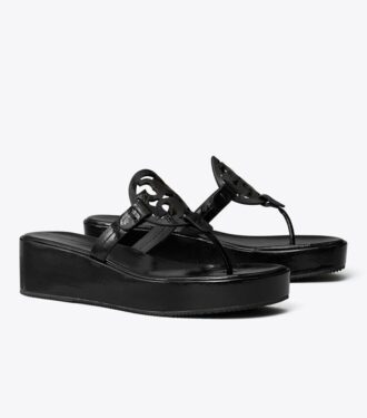 Sandalias de cuña patentadas Miller Sandalias de cuña patentadas Miller