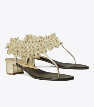Sandalias de tacón con cuentas