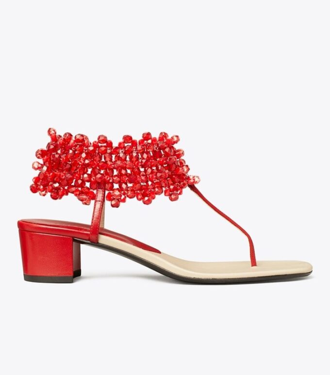 Sandalias de tacón con cuentas Sandalias de tacón con cuentas
