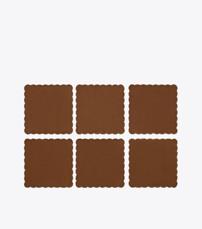 Servilletas de cóctel de lino festoneadas, juego de 6 Servilletas de cóctel de lino festoneadas, juego de 6