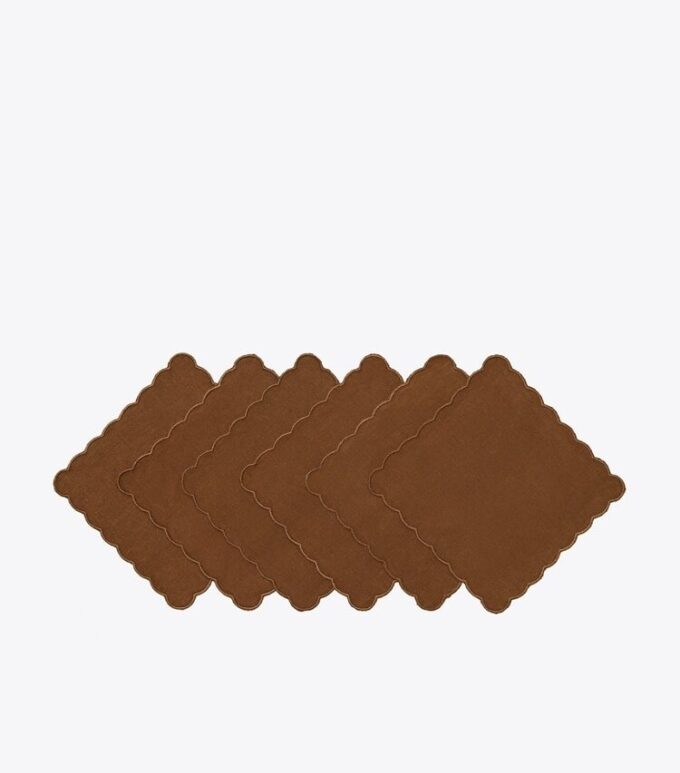 Servilletas de cóctel de lino festoneadas, juego de 6 Servilletas de cóctel de lino festoneadas, juego de 6