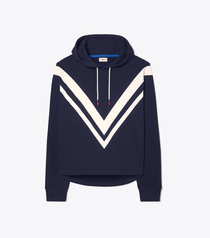 Sudadera con capucha de felpa francesa con diseño en zigzag Sudadera con capucha de felpa francesa con diseño en zigzag