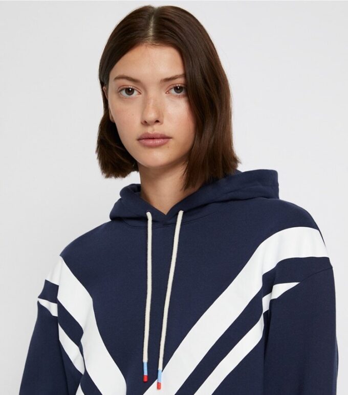 Sudadera con capucha de felpa francesa con diseño en zigzag Sudadera con capucha de felpa francesa con diseño en zigzag