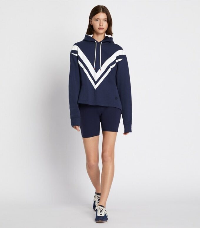 Sudadera con capucha de felpa francesa con diseño en zigzag Sudadera con capucha de felpa francesa con diseño en zigzag