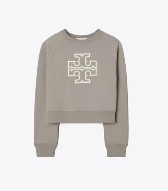Sudadera con cuello redondo y logotipo de chenilla Sudadera con cuello redondo y logotipo de chenilla