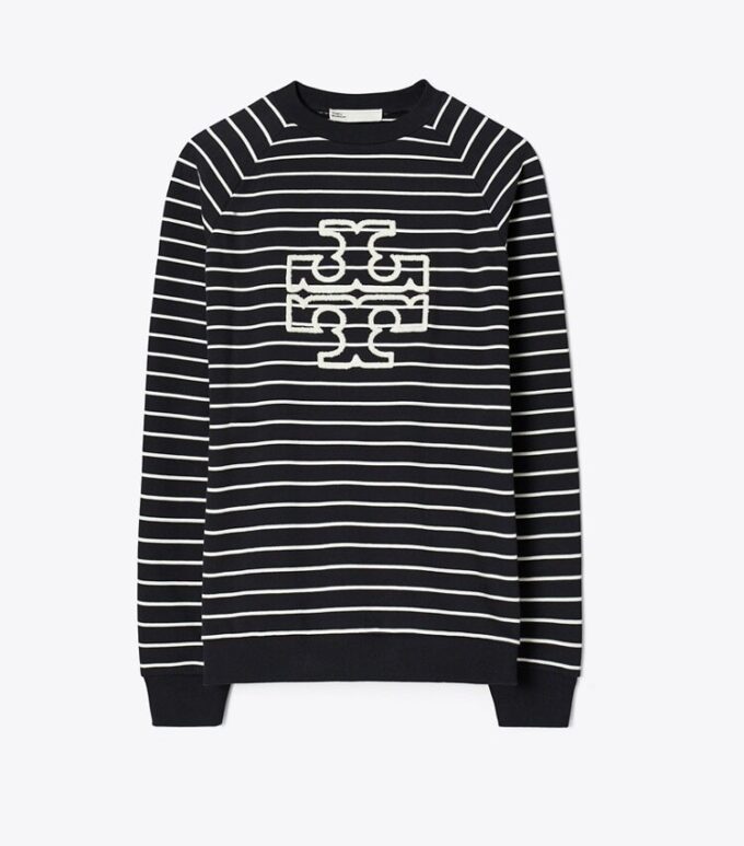 Sudadera con logo a rayas de felpa francesa Sudadera con logo a rayas de felpa francesa