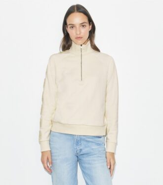 Sudadera con media cremallera y logotipo en las mangas de felpa francesa