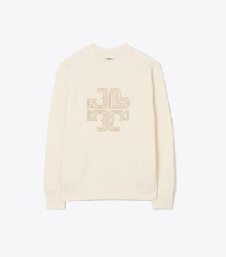 Sudadera de cuello redondo con logotipo de corazón en felpa francesa gruesa