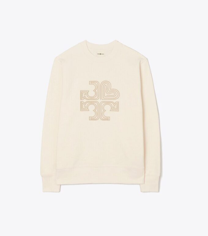 Sudadera de cuello redondo con logotipo de corazón en felpa francesa gruesa Sudadera de cuello redondo con logotipo de corazón en felpa francesa gruesa