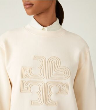 Sudadera de cuello redondo con logotipo de corazón en felpa francesa gruesa