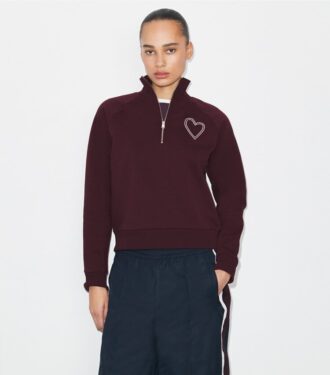 Sudadera de felpa francesa con corazón y costura decorativa