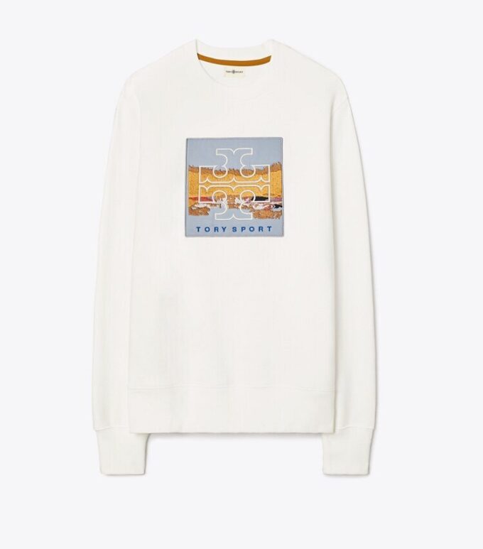 Sudadera de felpa francesa gruesa y holgada con parche con logotipo