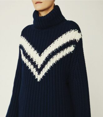 Suéter de cuello alto con diseño Chevron de lana merino Suéter de cuello alto con diseño Chevron de lana merino