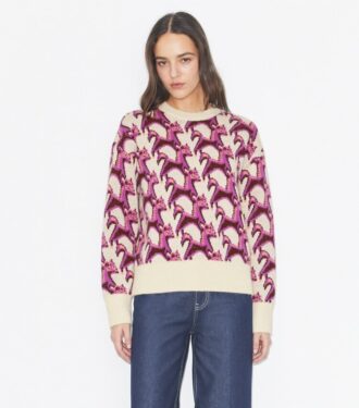 Suéter de cuello redondo de jacquard de lana