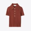 Suéter polo de viscosa acanalada