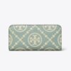T Monogram Cartera delgada con cremallera en relieve en contraste T Monogram Cartera delgada con cremallera en relieve en contraste