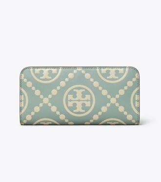 T Monogram Cartera delgada con cremallera en relieve en contraste