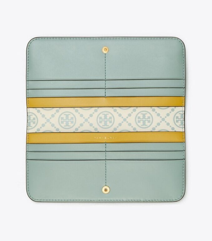 T Monogram Cartera delgada con cremallera en relieve en contraste T Monogram Cartera delgada con cremallera en relieve en contraste