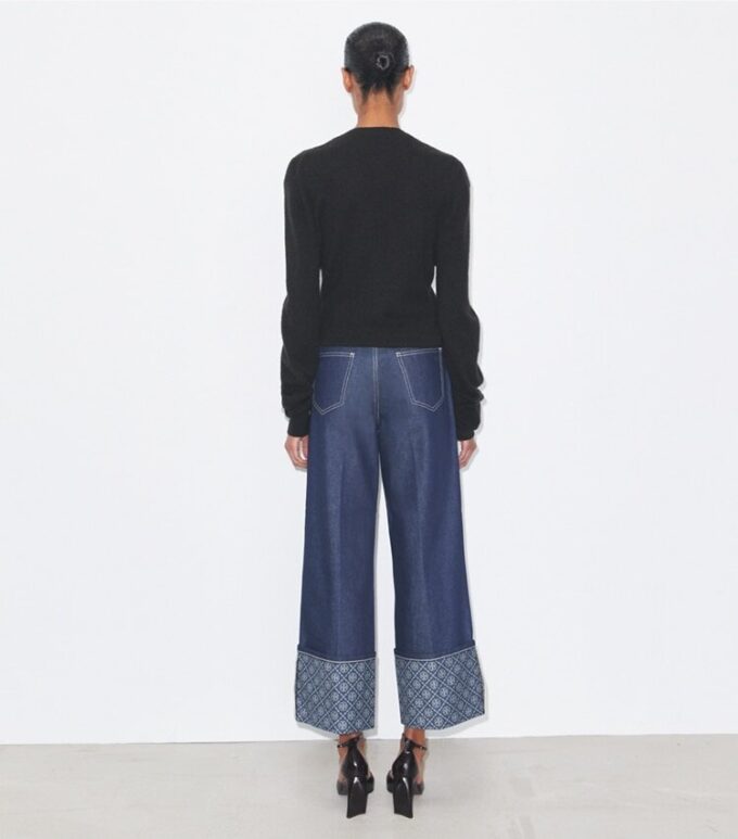 T Monogram Contrast Cuff Straight Leg Jean T Monogram Contrast Cuff Straight Leg Jean