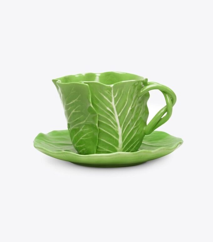 Taza y platillo Lettuce Ware, juego de 2